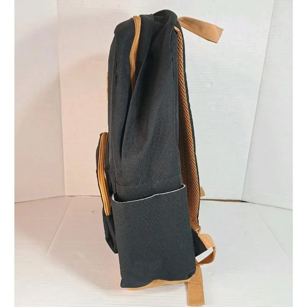 Lucky Brand Unisex Backpack Bag Gray Brown Canvas Leather Fortune Padded 17